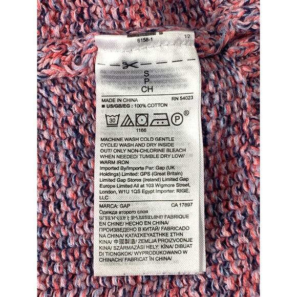 GAP Double Cable Knit Crewneck Sweater Ws Small Pink Marled Fisherman Cotton EUC - Picture 4 of 6